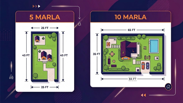 5 marla vs 10 marla plot size comparison
